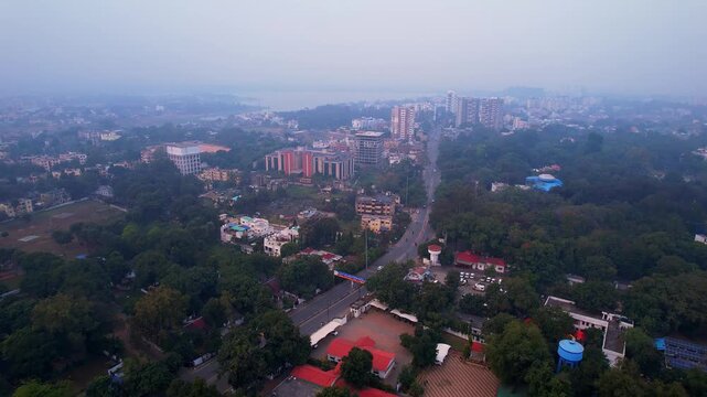 Aerial Drone View of Ranchi City, Jharkhand, India, Scenic Urban Landscape