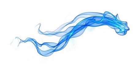 Blue Smoke Floating on White Background