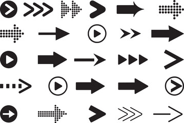 Black Arrow Icons Set &ndash; Modern Directional Arrows for UI, Web, Infographics, Navigation, Buttons, Design