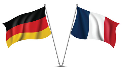 High Quality background with Two Standings Wavy Flags of France and Germany