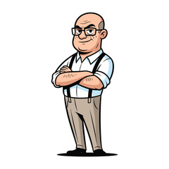 Fototapeta premium Cartoon man standing with arms crossed