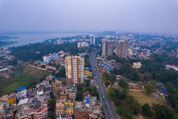 Aerial Drone View of Ranchi City, Jharkhand, India, Scenic Urban Landscape