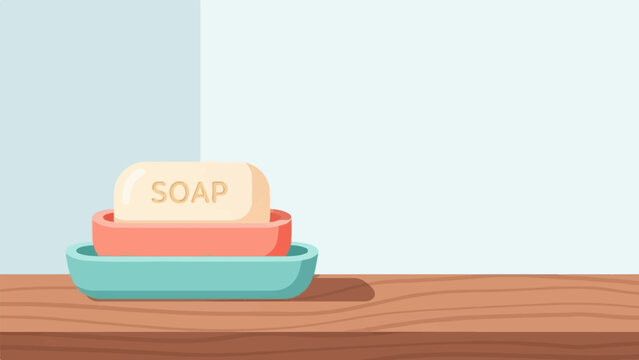 A bar of soap rests in a stacked set of soap dishes