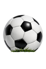 Obraz premium Football or soccer ball with grass on transparent background