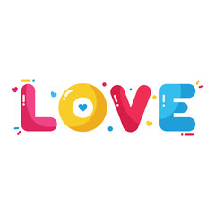 LOVE Typography Illustration Bright Color Romantic Lettering Vector