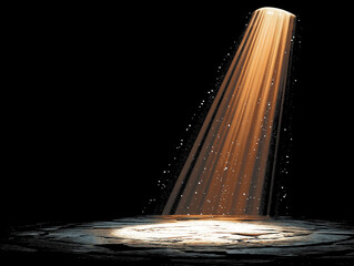 Beam of Light: A radiant beam of light descends dramatically, illuminating a textured surface in an artistic depiction of enlightenment and ethereal beauty.