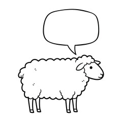 Obraz premium Cartoon sheep with speech bubble