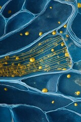 Abstract Blue and Gold Cellular Structure for Science or Creative Design