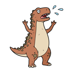 Fototapeta premium Cartoon dinosaur character with shocked expression