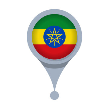 ETHIOPIA  Location Pin Icon with Flag Isolated on Transparent Background