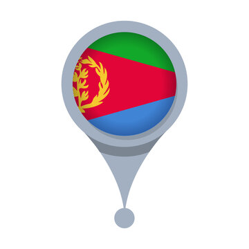 ERITREA  Location Pin Icon with Flag Isolated on Transparent Background