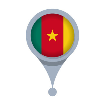 CAMEROON  Location Pin Icon with Flag Isolated on Transparent Background