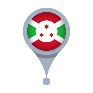 BURUNDI  Location Pin Icon with Flag Isolated on Transparent Background