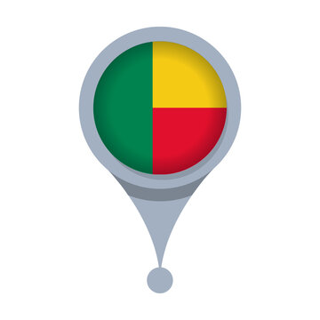 BENIN  Location Pin Icon with Flag Isolated on Transparent Background