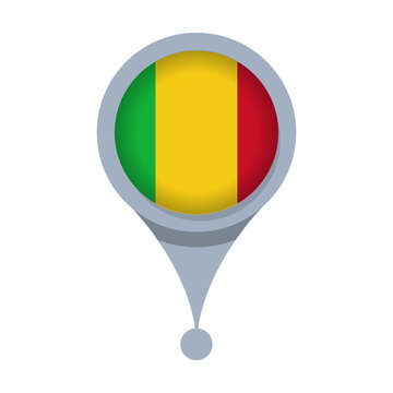 MALI  Location Pin Icon with Flag Isolated on Transparent Background
