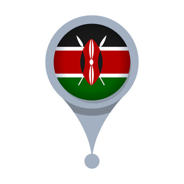 KENYA  Location Pin Icon with Flag Isolated on Transparent Background