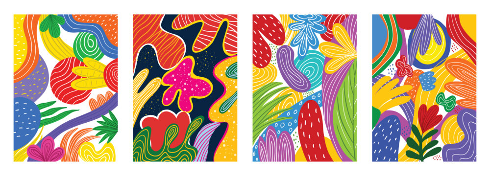 Collection of covers, wallpapers and cases. Elegant notebook covers. Unique trendy colorful carnival festive backgrounds. Beautiful flower patterns with flowers, leaves, flower compositions, shapes.
