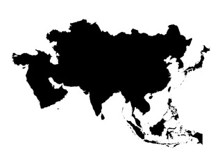 High Quality Asia Continent Silhouette Map Isolated on Transparent Background © Model it