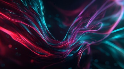 Abstract Wavy Lines: Dynamic Energy in Red and Teal, Flowing Movement