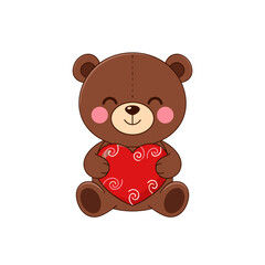 Obraz premium teddy bear holding heart, kids plush toy, valentines day bear, love gift for children, soft stuffed bear, heart shaped gift, romantic kids toy, bear with heart symbol, child friendly love theme, sweet