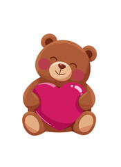 Obraz premium teddy bear holding heart, kids plush toy, valentines day bear, love gift for children, soft stuffed bear, heart shaped gift, romantic kids toy, bear with heart symbol, child friendly love theme, sweet