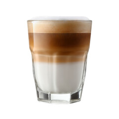 Latte coffee smooth milk layers. Isolated white background. Png format