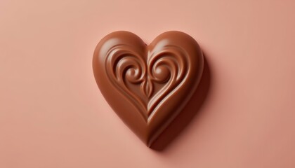 Heart-shaped chocolate on pink background with elegant design  