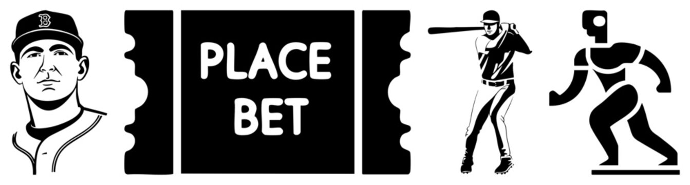 Baseball Betting with Player Silhouettes and "Place Bet" Text