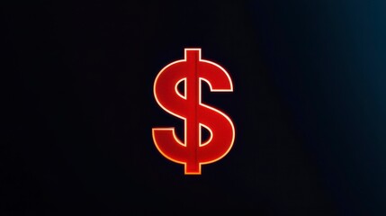 A bright, stylized dollar sign against a dark background, symbolizing finance, wealth, and commerce.