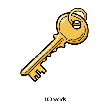 Golden key illustration on white background