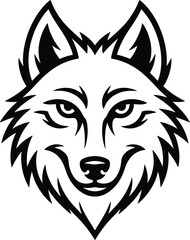 Obraz premium Black and white wolf head with sharp and pointed ears