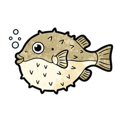 Cartoon puffer fish swimming underwater © Fahad