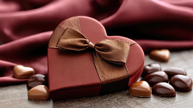 Make a special gift for someone you care about with a heart-shaped box filled with chocolates and a ribbon