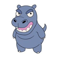 A Funny Angry Hippo Vector Illustration