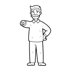 Fototapeta premium Cartoon man pointing with confidence and authority