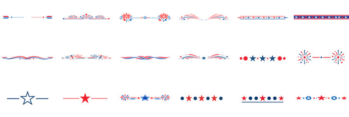 Minimal Patriotic Line and Ribbon Divider Icon Set
