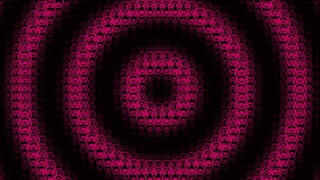 A mesmerizing display of a radial magenta chain ring spiral in motion. 4K Video.