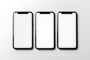 Modern Smartphones with Blank Screens in Hand and Isolated on Colorful Backgrounds