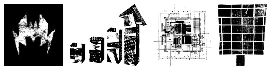 Obraz premium Abstract Geometric Shapes in Halftone Dot Design