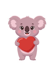 Naklejka premium koala holding heart, koala sending love, romantic koala emotion, heart holding koala, loving koala character, affectionate animal, gentle love symbol, romantic animal theme, caring koala gesture, swee