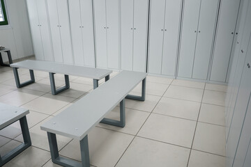 Offshore workers changing room. Industrial type changing room lockers.