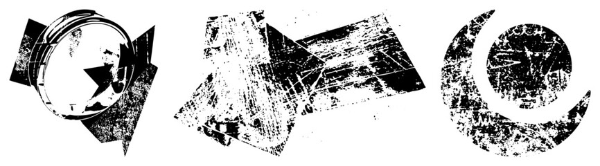 Abstract Geometric Logos with Distressed Texture and Circular Motifs