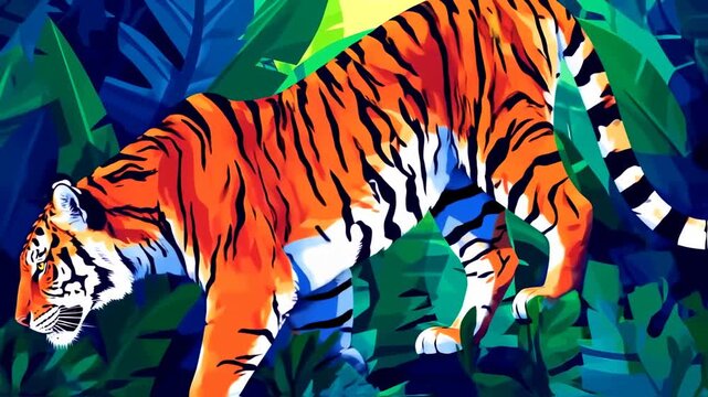 Vibrant Tiger Art - A Colorful Jungle Adventure.