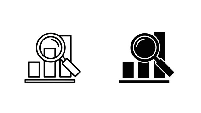 A vector graphic illustration of a magnifying glass analyzing bar charts in a modern design style