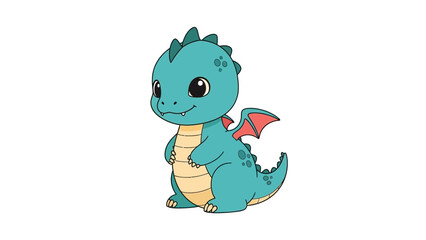 Obraz premium Cute Baby Dragon Illustration - Adorable Fantasy Creature