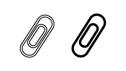 Obraz premium A minimalist vector graphic illustration of two paperclips in black and white