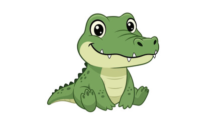 Fototapeta premium Cute Cartoon Alligator Sitting Happy