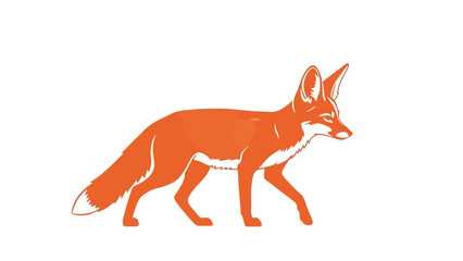 Obraz premium Orange Fox Silhouette Walking Isolated on White Background, Vector Art