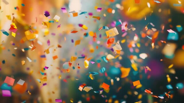 Video A bunch of colorful confetti falls from the sky, creating a joyful scene