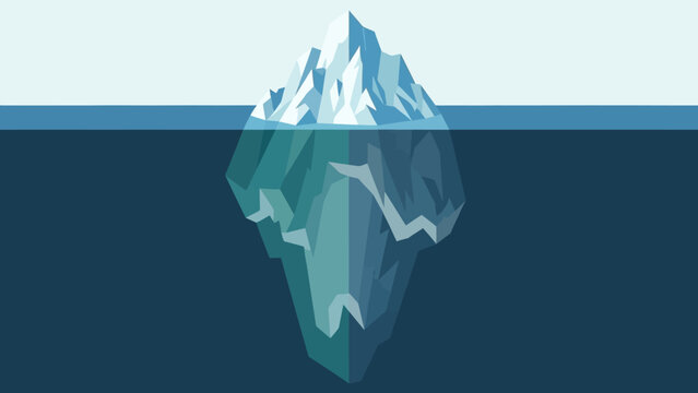 Iceberg with visible submerged part, metaphor for hidden potential or challenges
